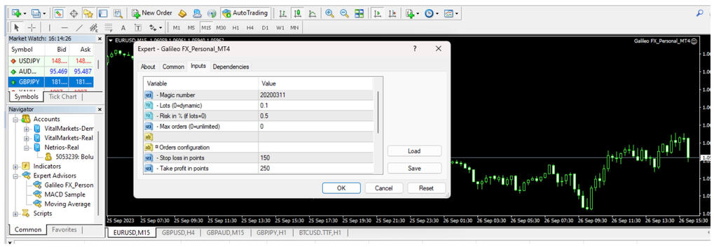 Galileo FX Personal settings